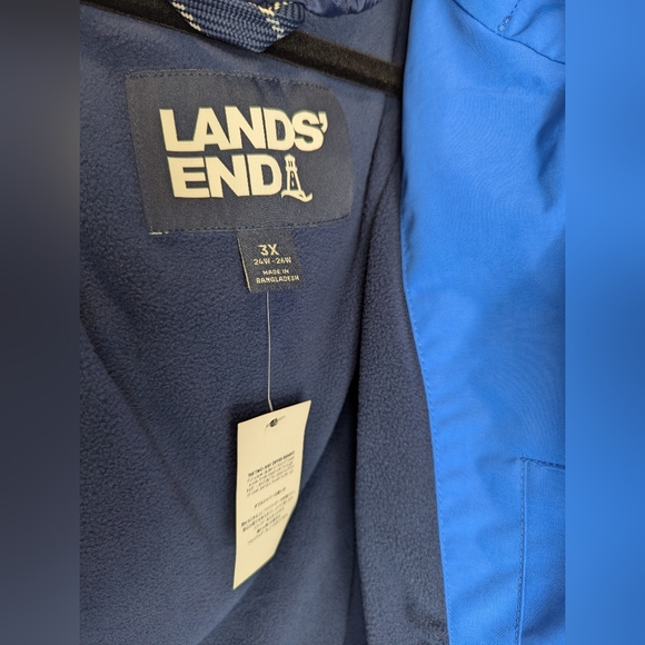 Lands End Womens Plus Size Blue Squall Hooded Waterproof Blue Raincoat Jacket 3X - Picture 4 of 12